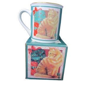 Ginger Cat Christmas Mug With Original Box Vintage Papel Freelance GUC